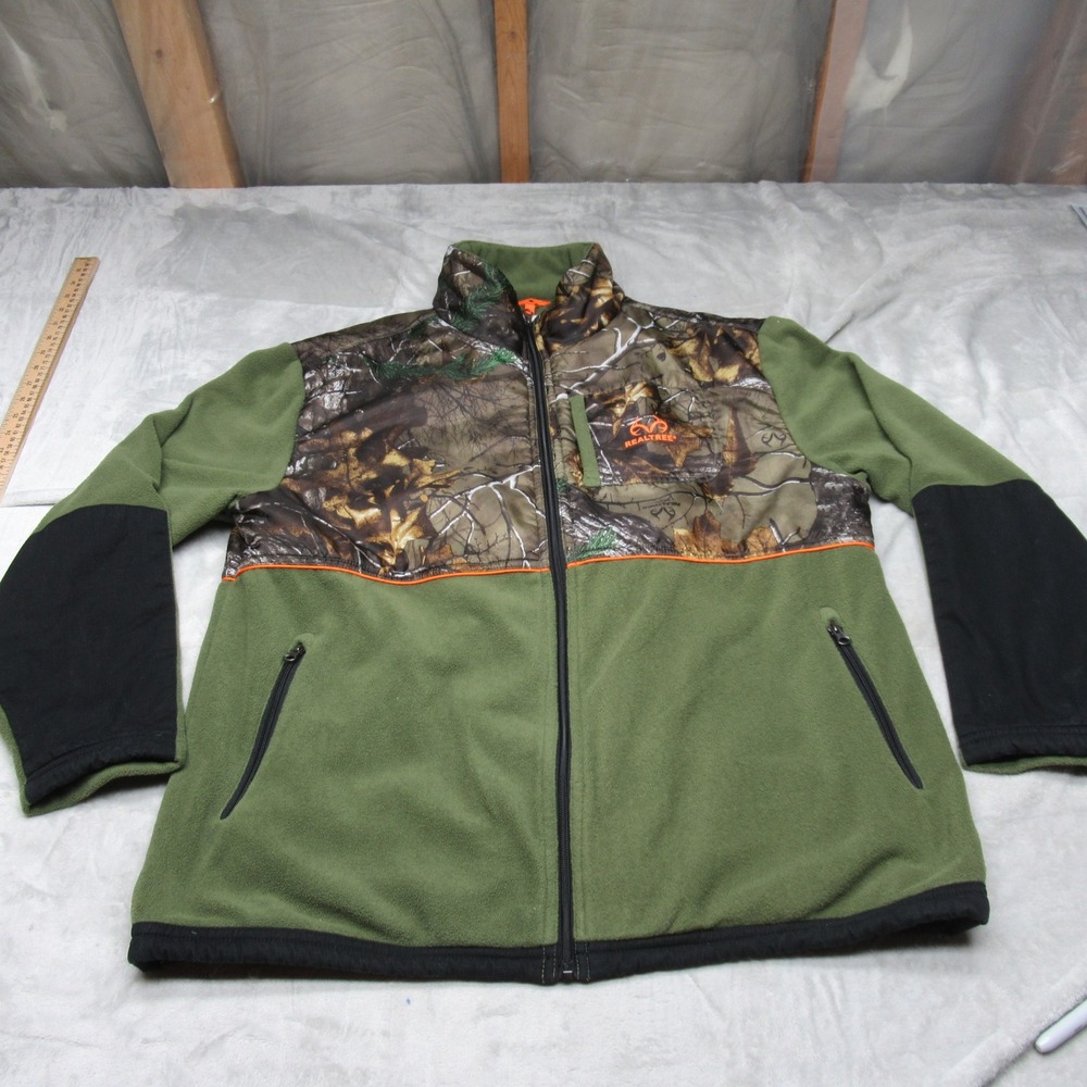 Realtree Jacket Mens XL Green Camo Fleece Full Zip Winter Hunting Hiking Outdoor